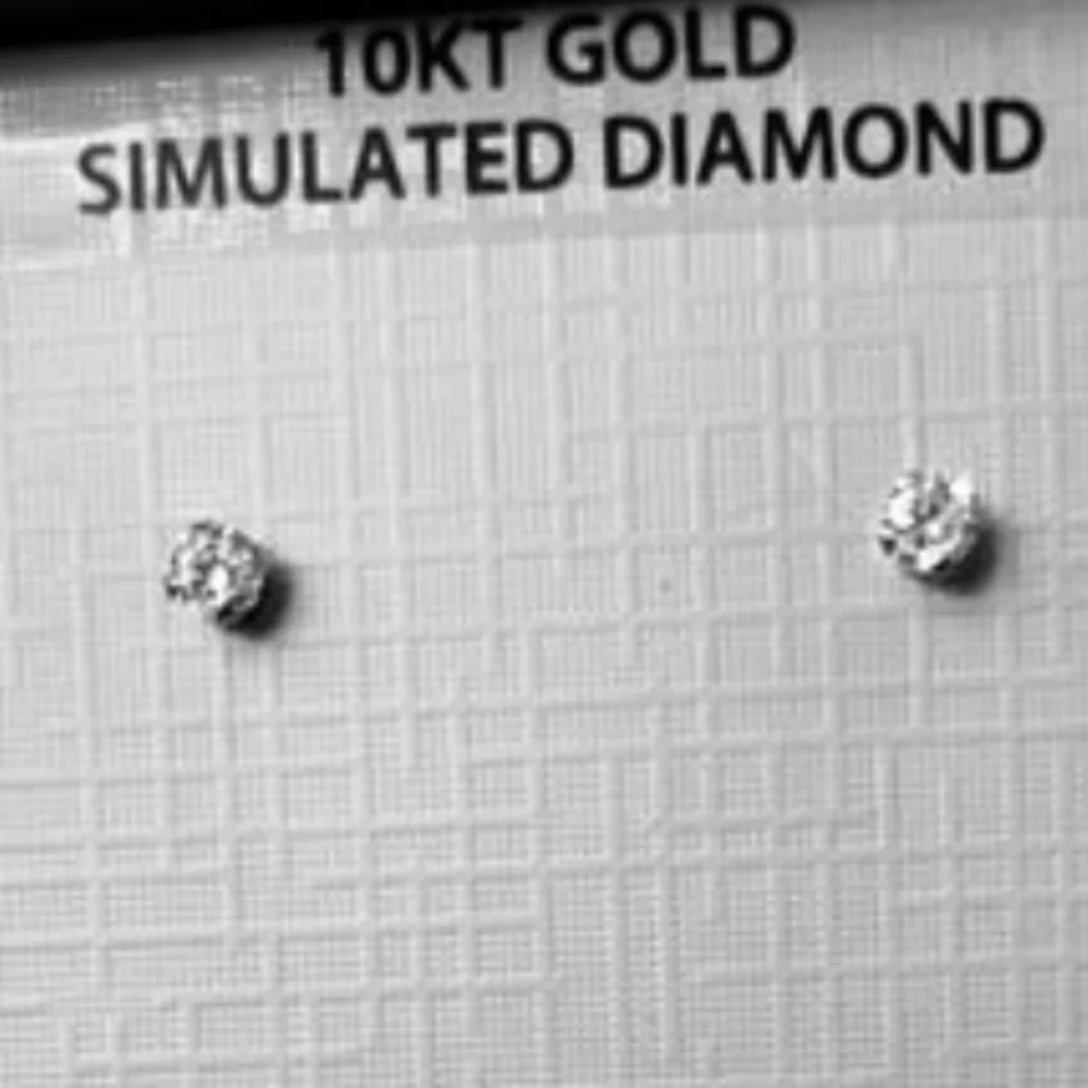 REAL 10kt Yellow Gold Stud Earrings W/ ROUND LAB GROWN DIAMOND